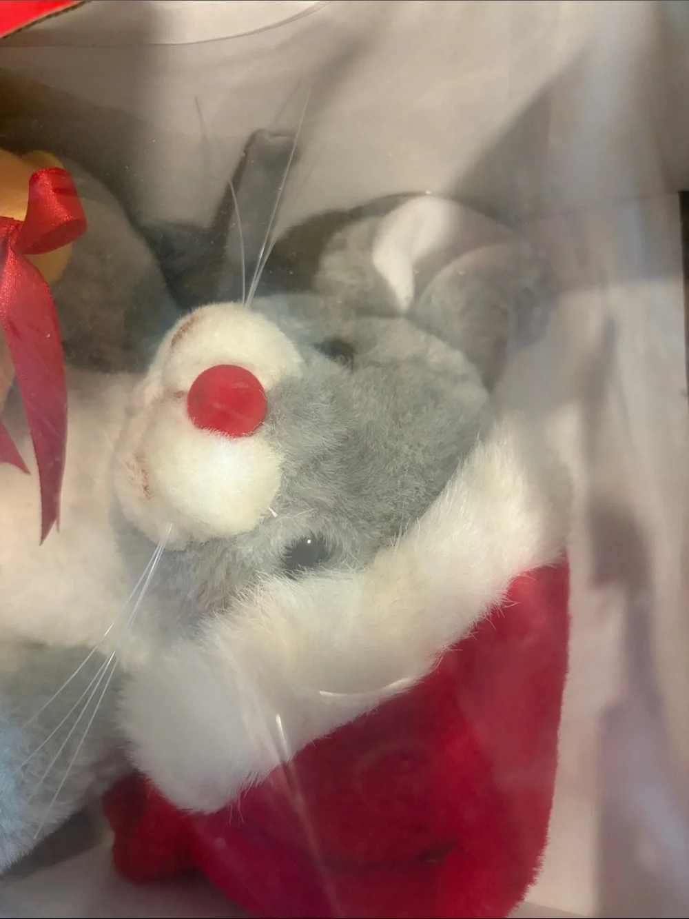 Telco Li'l Pets Gray & White Animated Christmas Mouse with Yellow Cheese